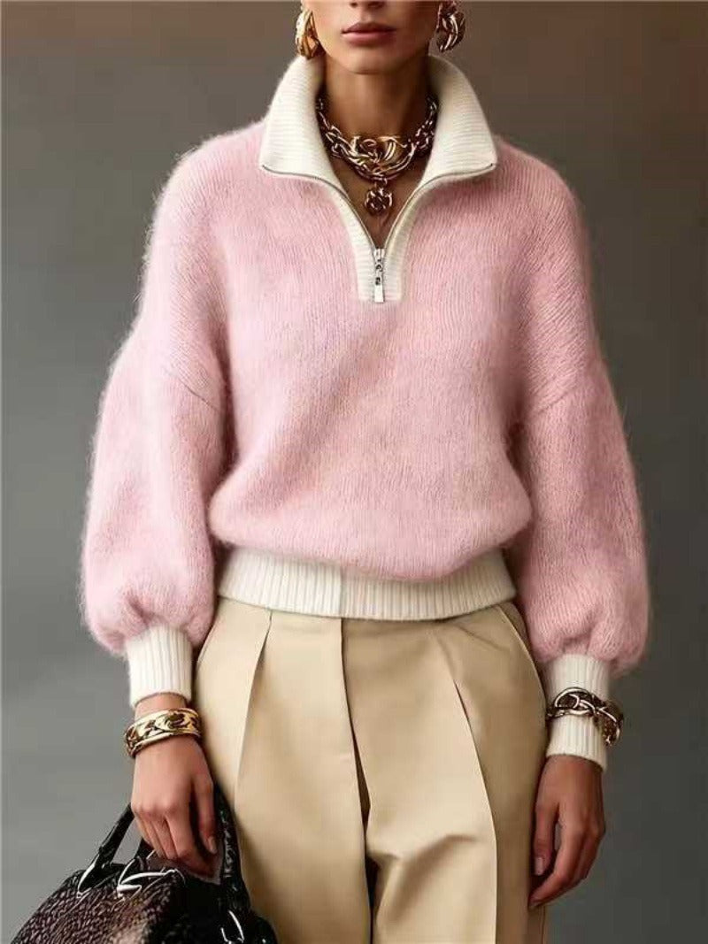 Freya Zip Pullover - Pink
