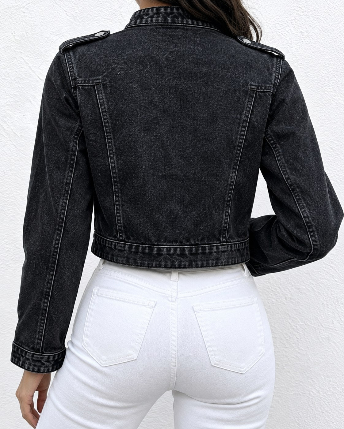 Sloane Military Crop Jacket - Black