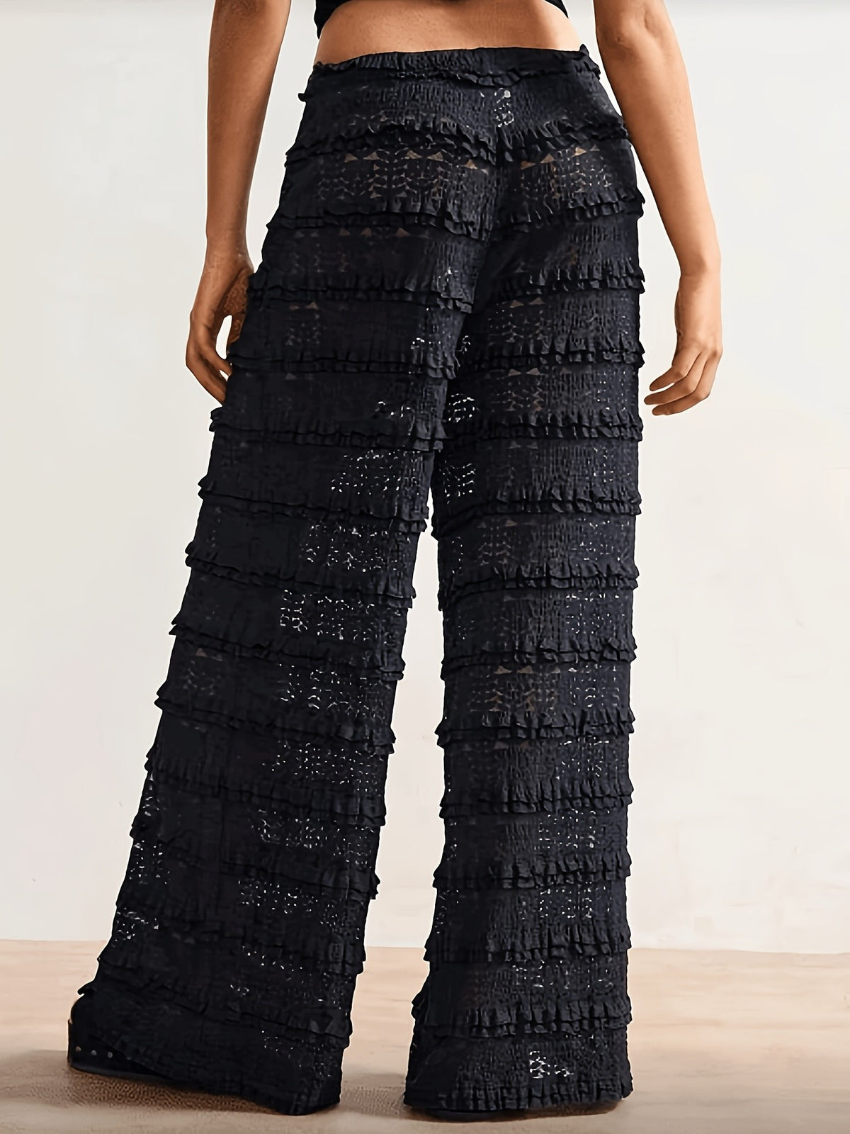 Isla Tiered Lace Pant - Black
