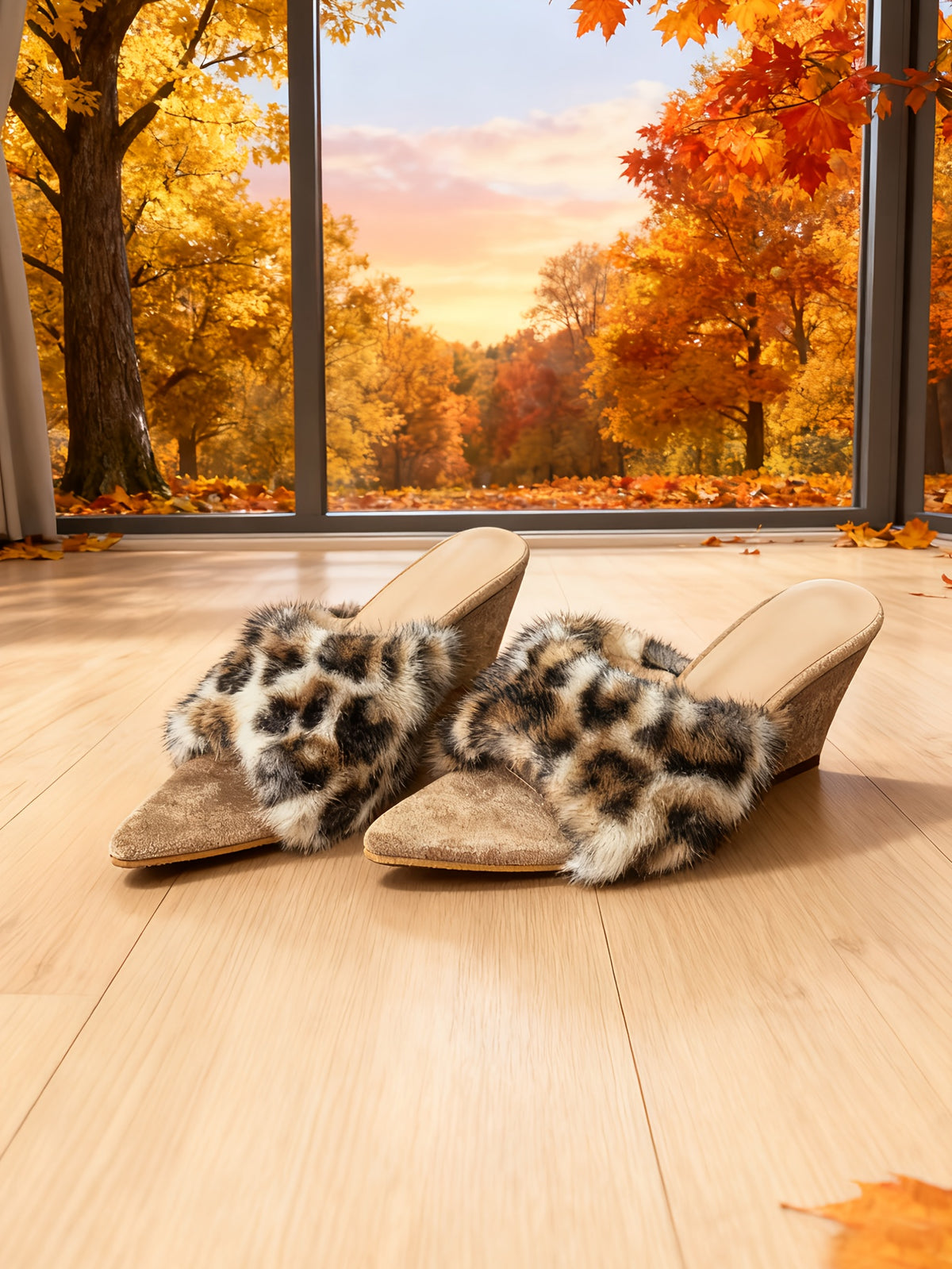 Nyx Wedge Mule - Cream Leopard