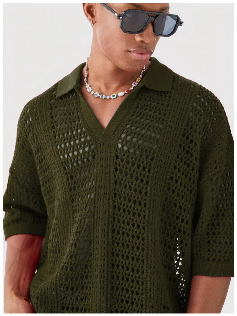 Milo Lattice Polo - Army Green