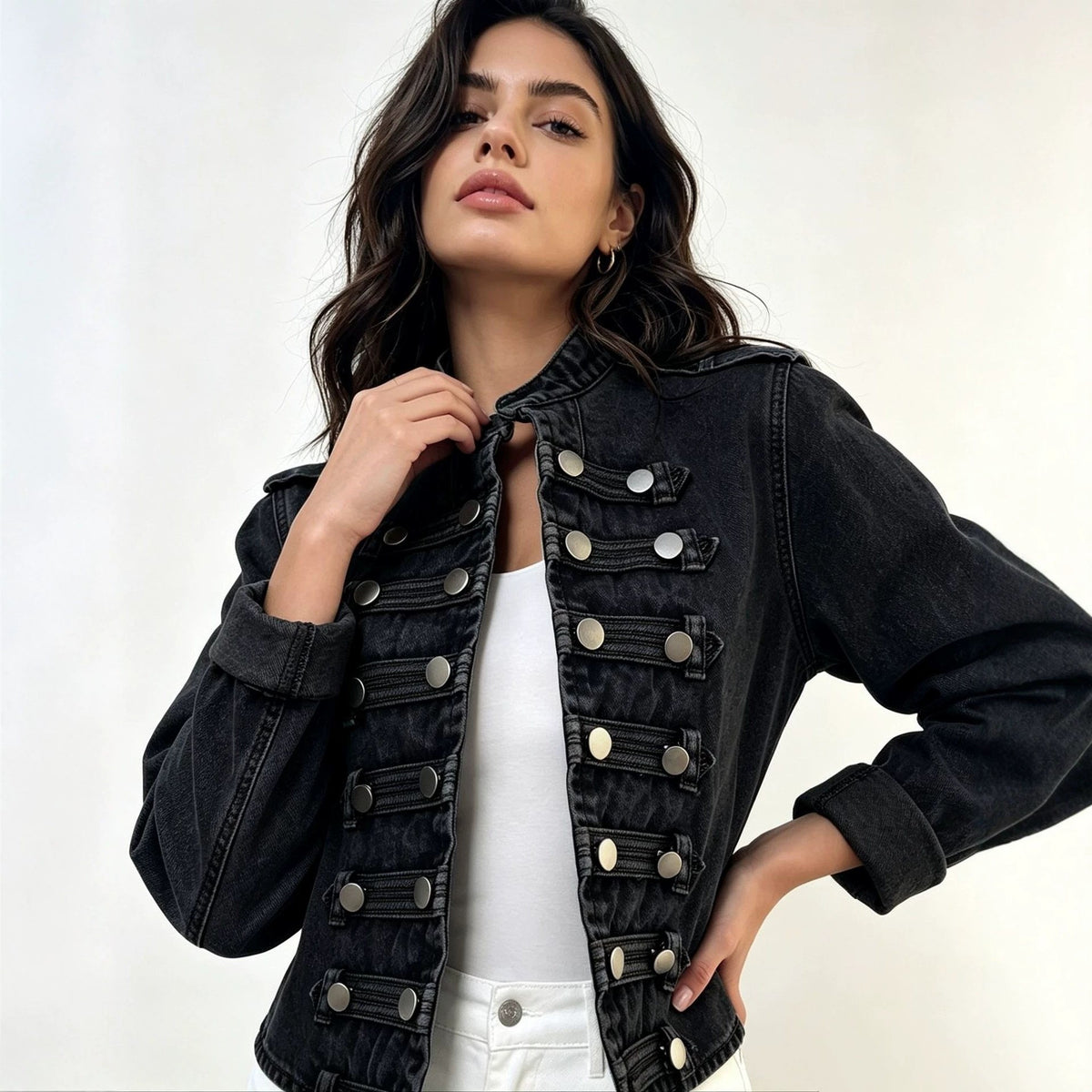 Sloane Military Crop Jacket - Black
