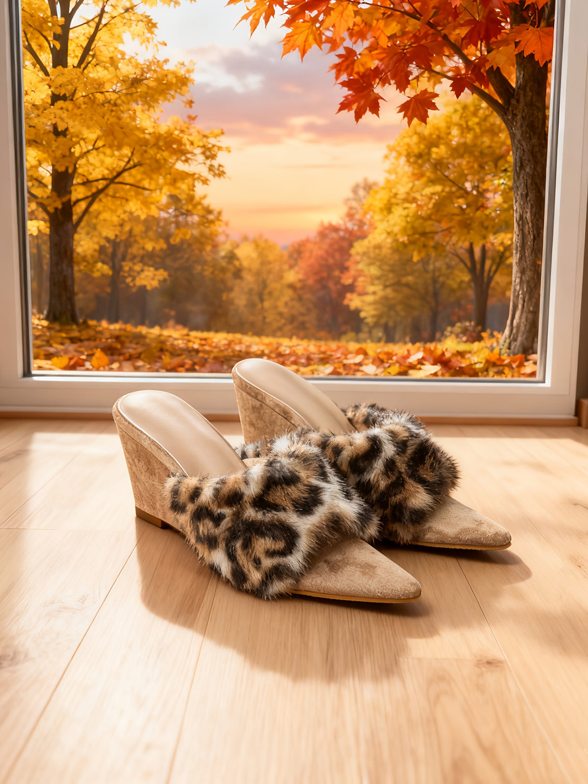 Nyx Wedge Mule - Cream Leopard