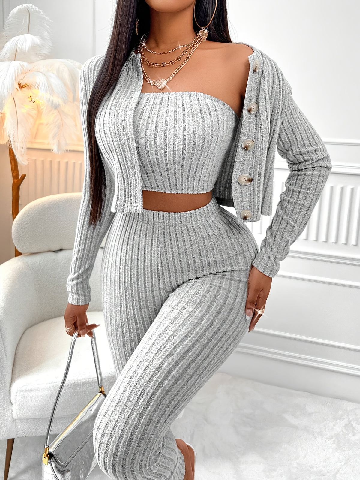 Vera Rib Set - Grey