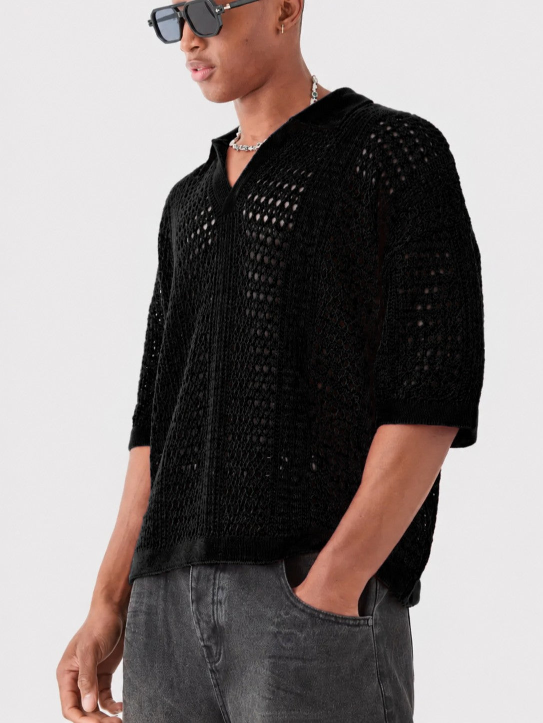 Milo Lattice Polo - Black