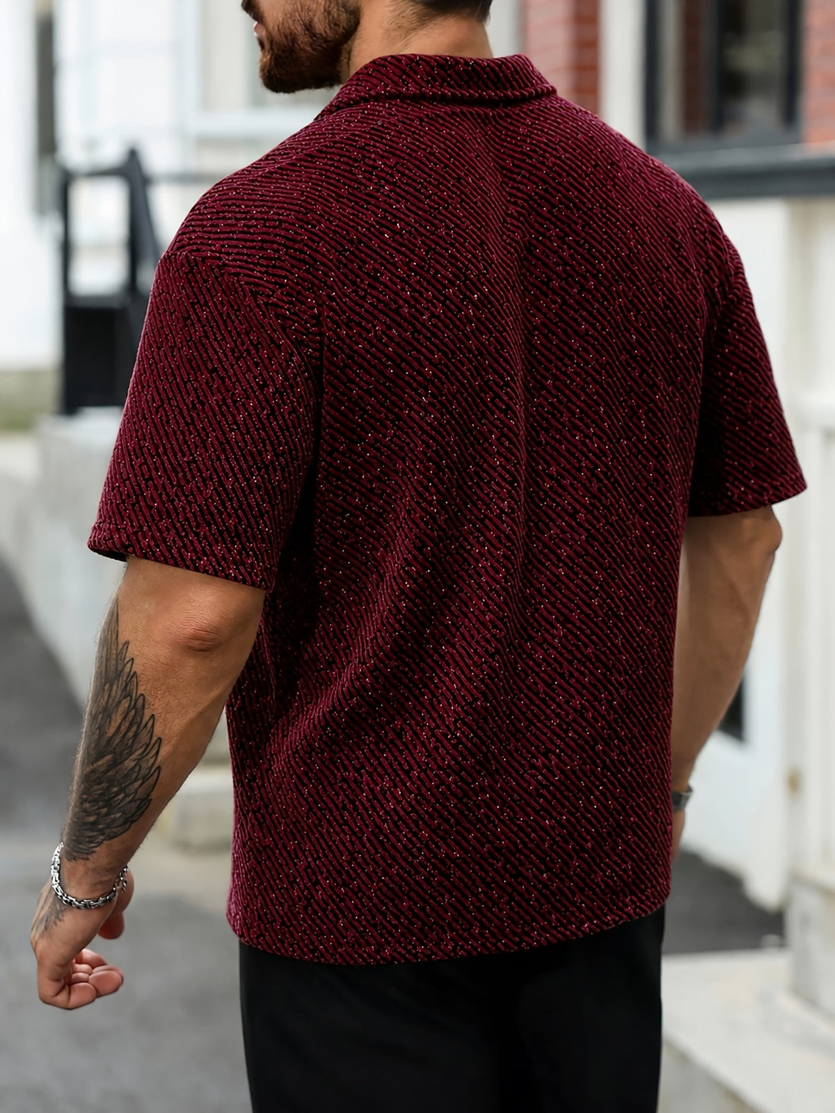 Reed Herringbone Polo - Burgundy