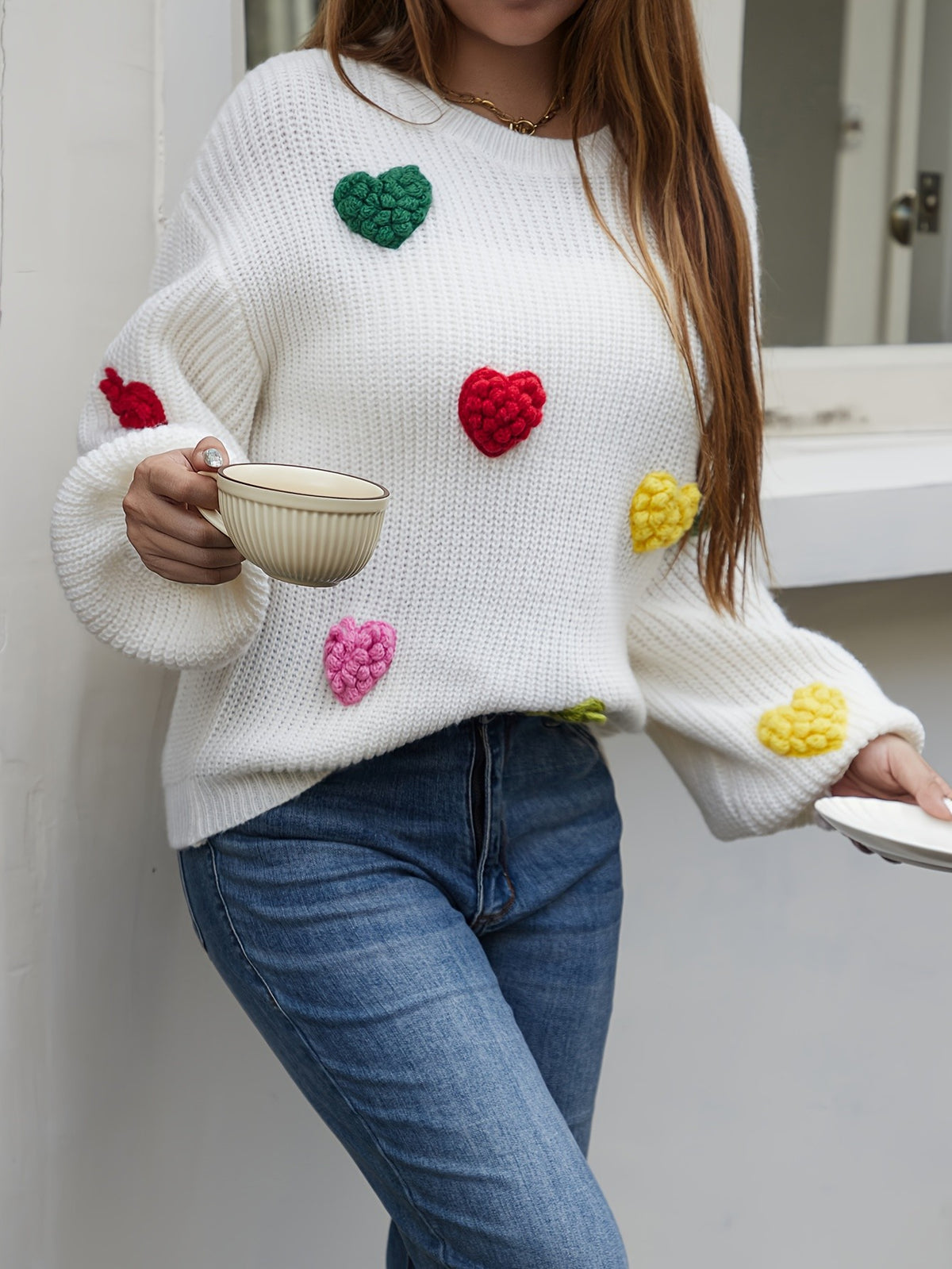 Maisie Heart Top - White