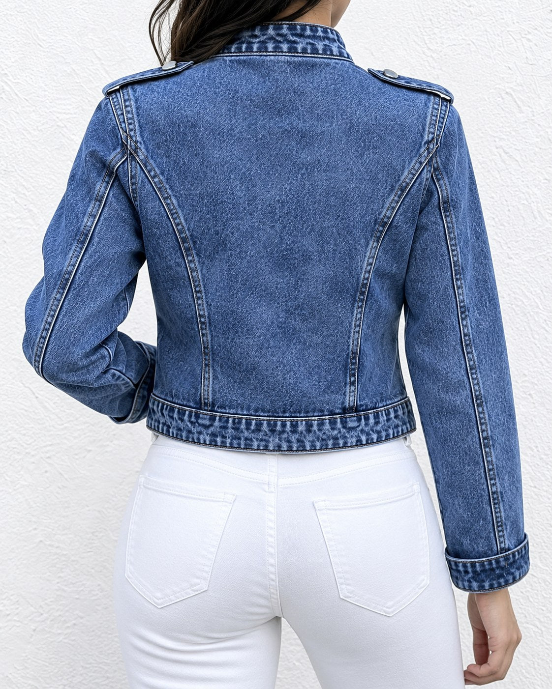 Sloane Military Crop Jacket - Blue