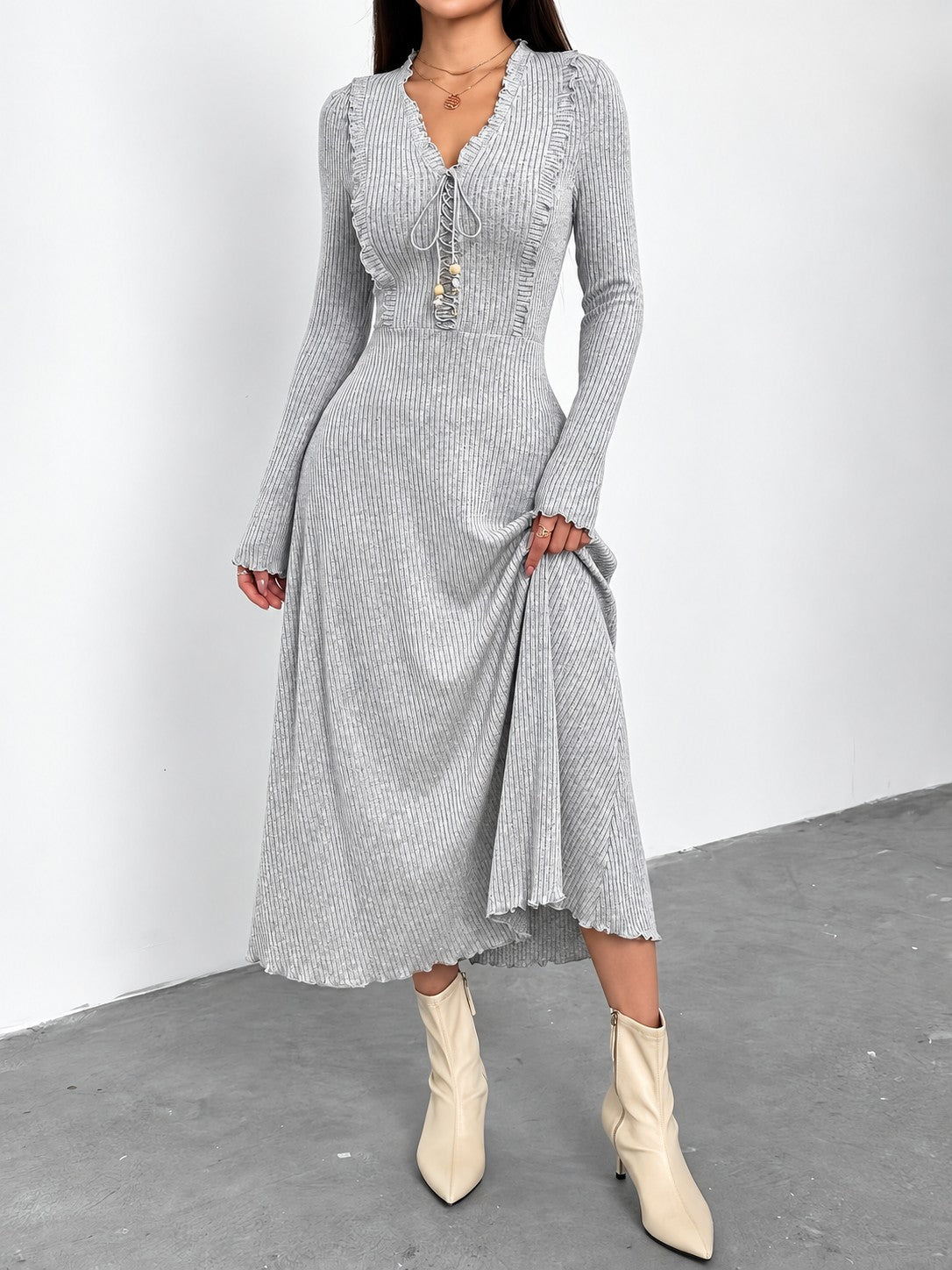 Calista Rib Dress - Grey