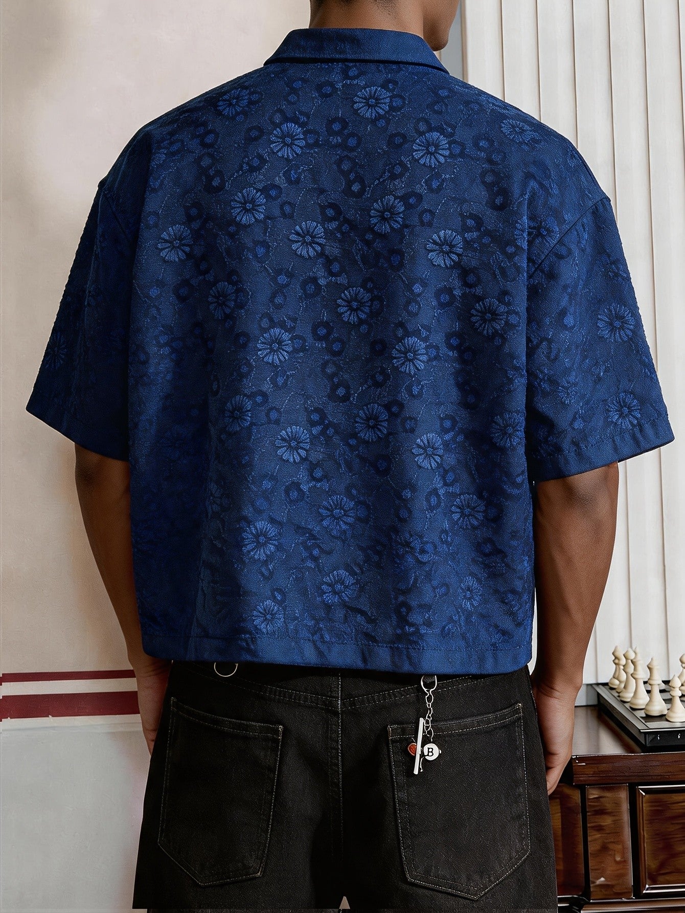 Soren Crop Shirt — Navy