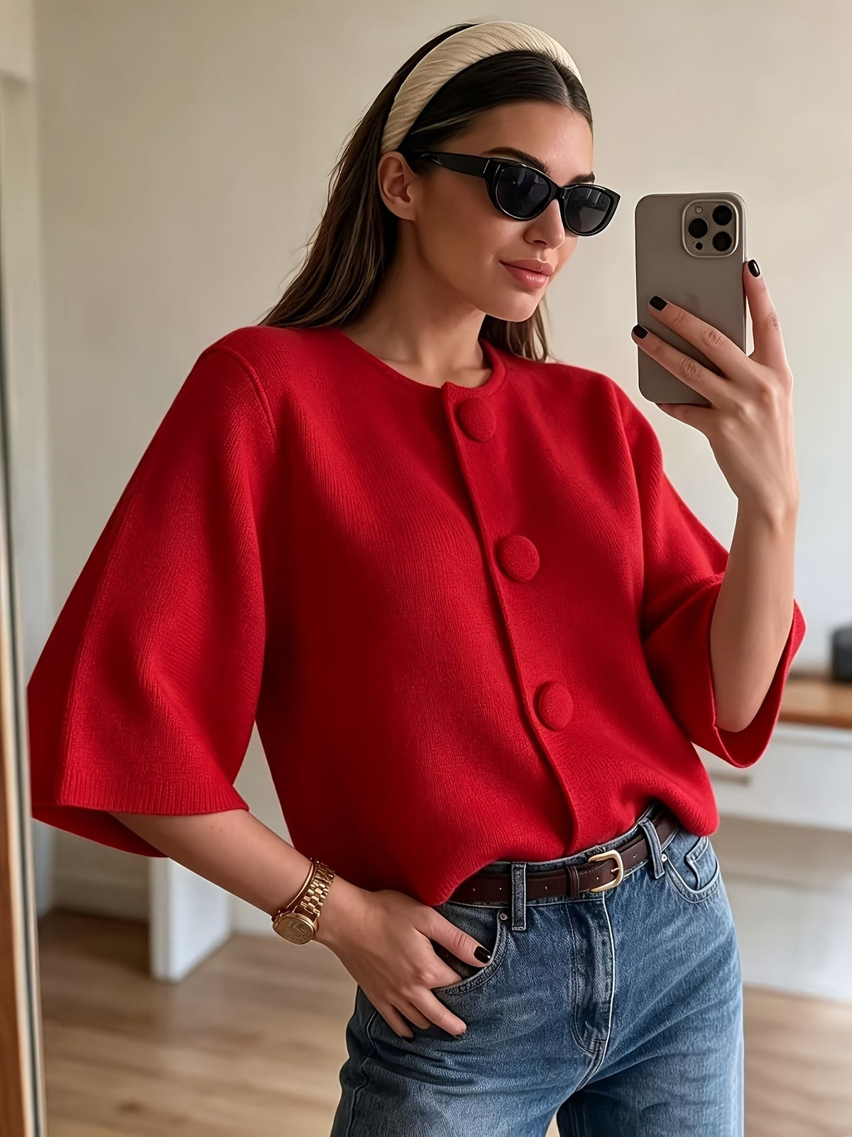 Willa Boxy Crop Jacket - Red
