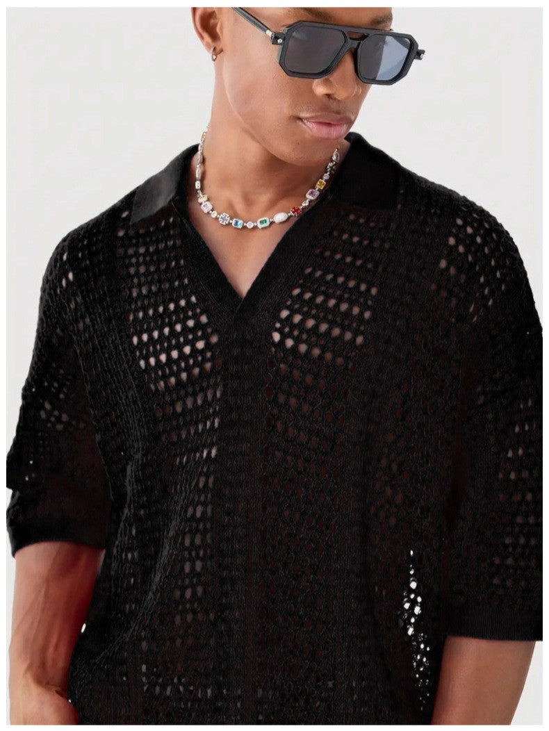 Milo Lattice Polo - Black
