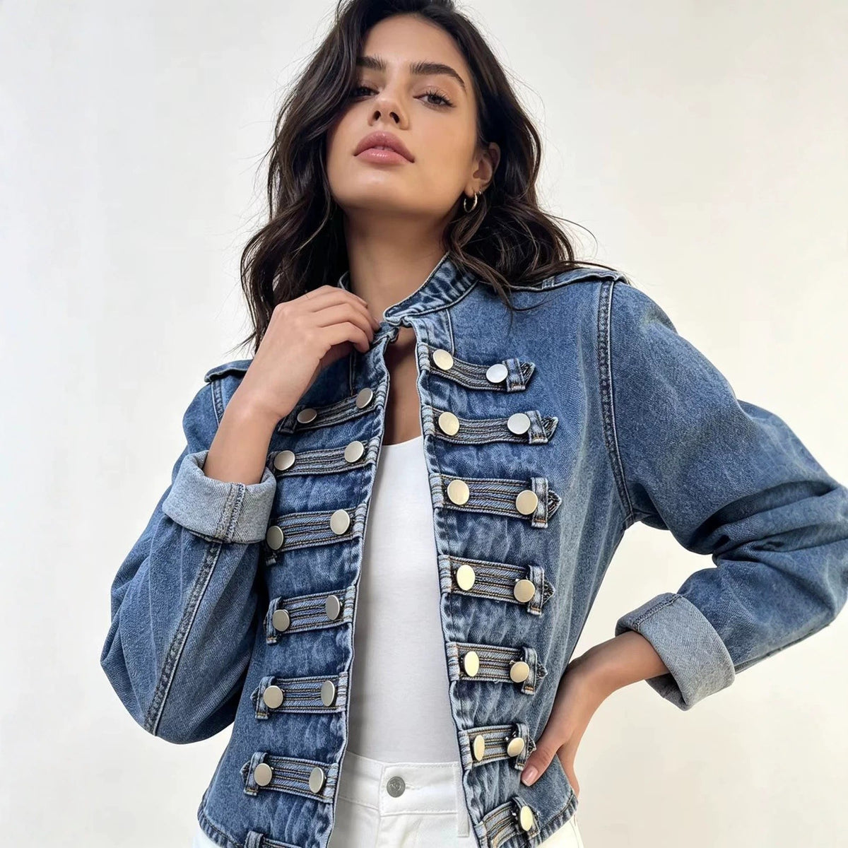 Sloane Military Crop Jacket - Blue