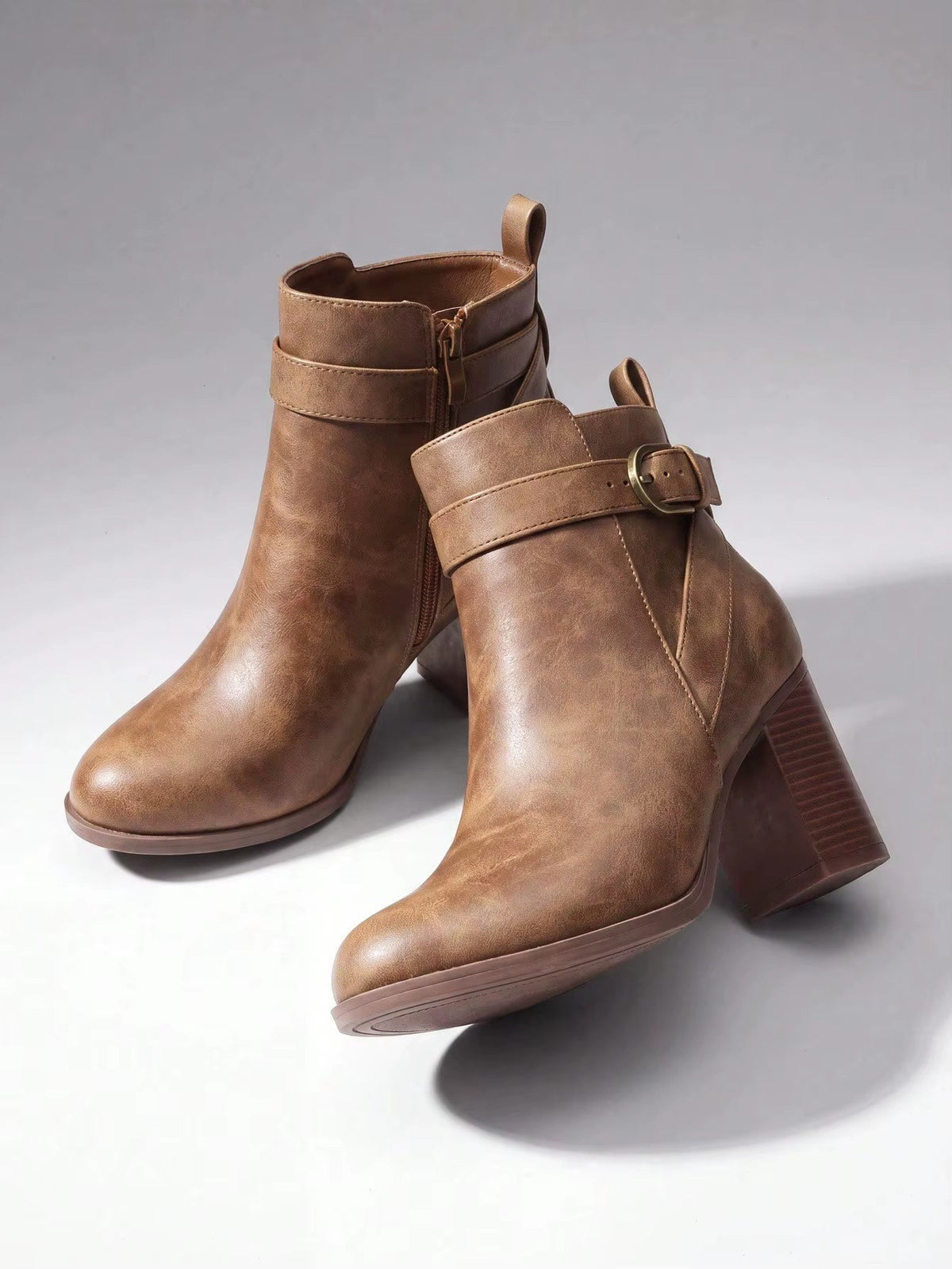 Clara Buckle Boot - Brown