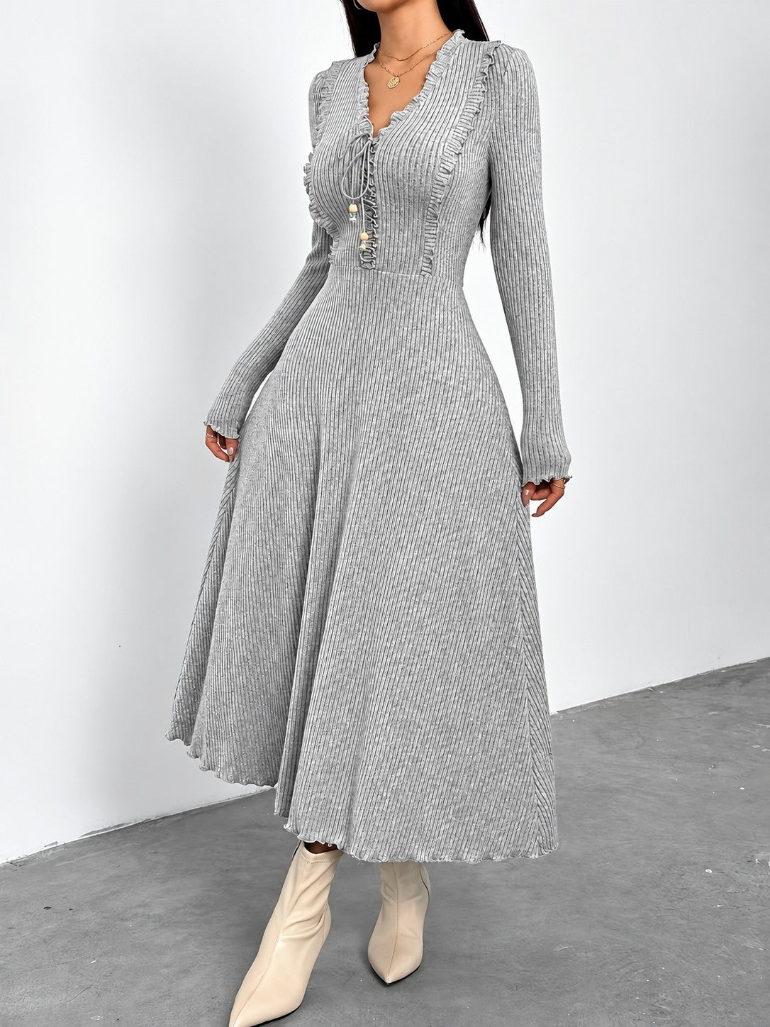 Calista Rib Dress - Grey