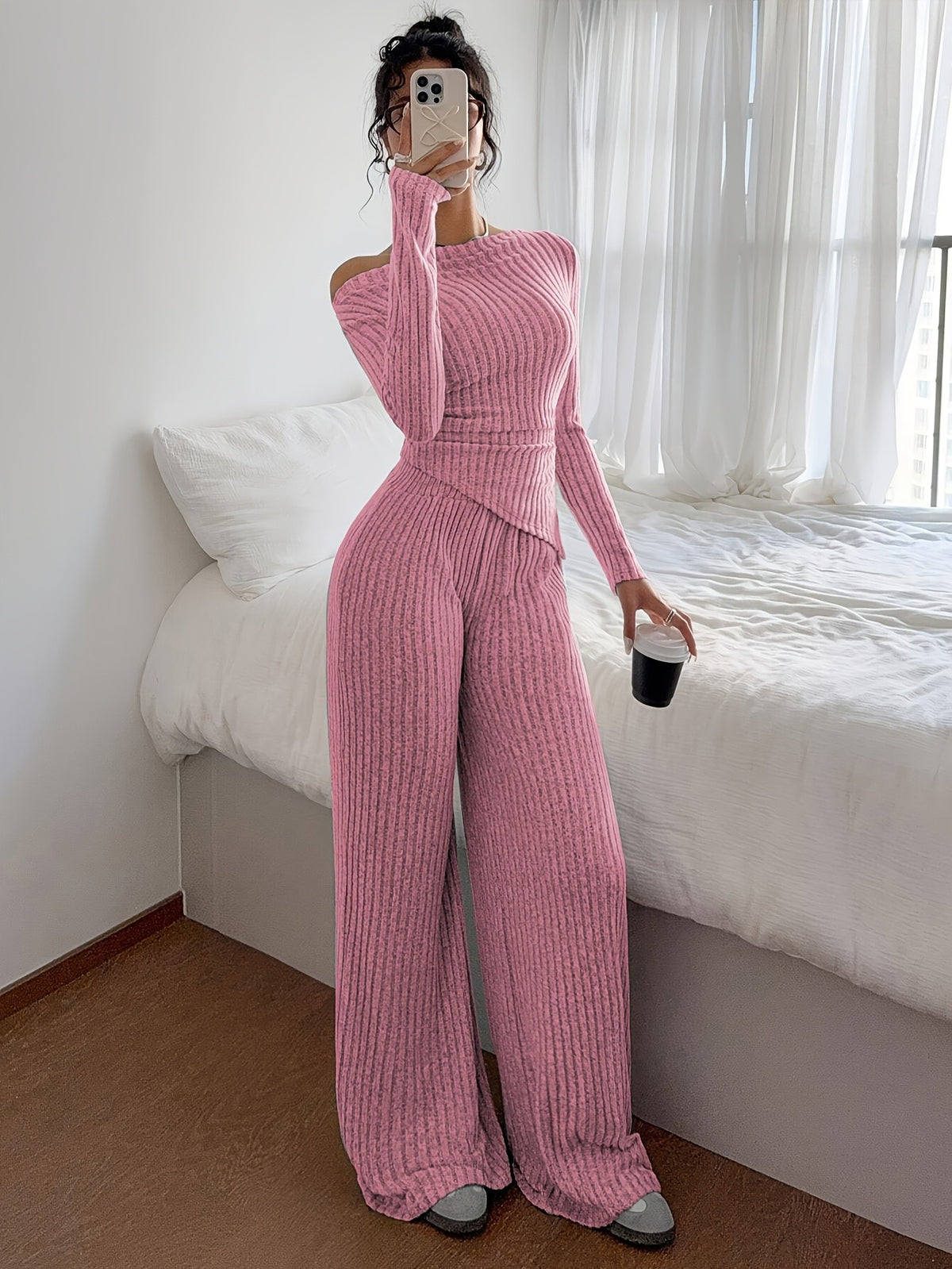 Mira Asym Knit Set - Pink