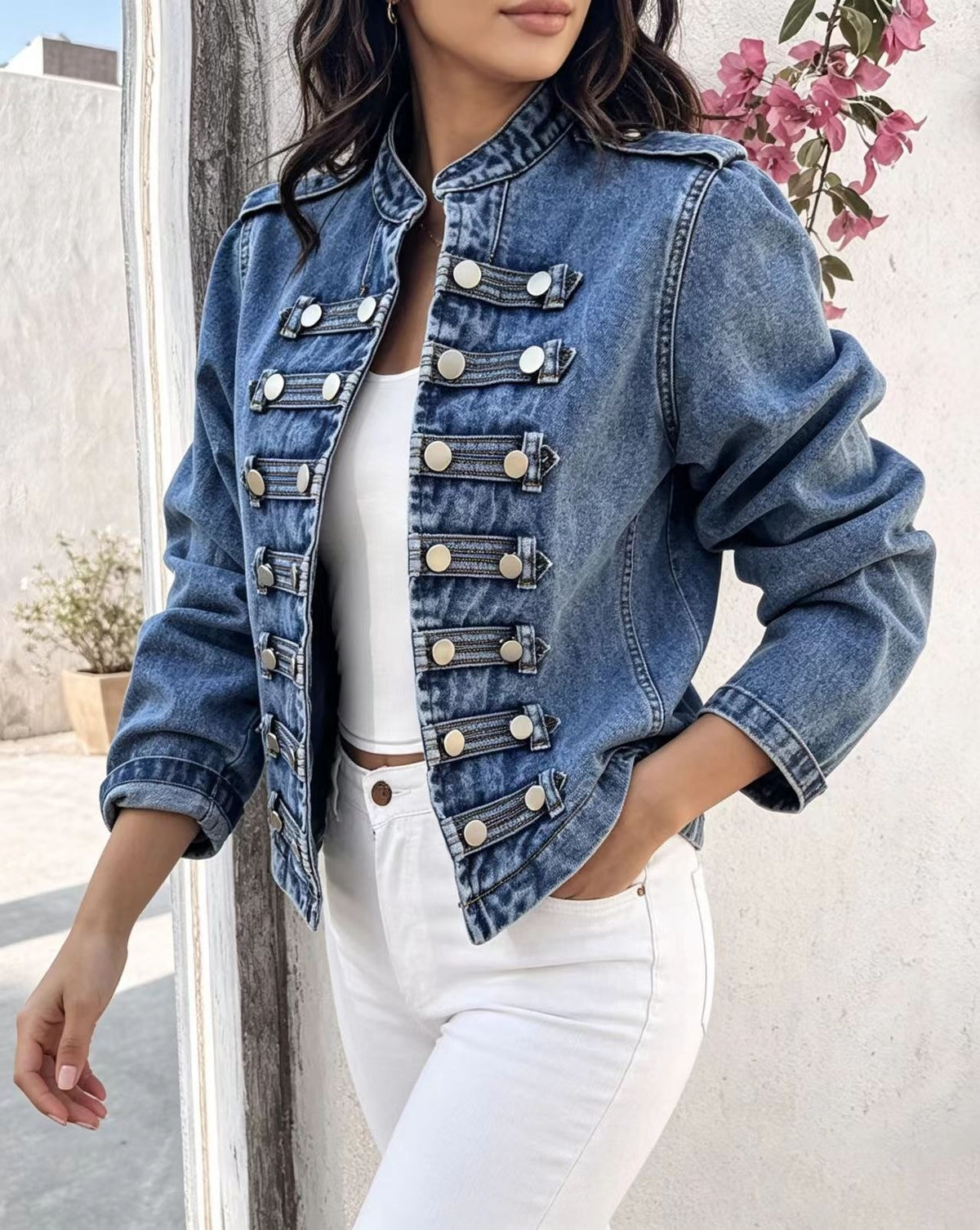 Sloane Military Crop Jacket - Blue