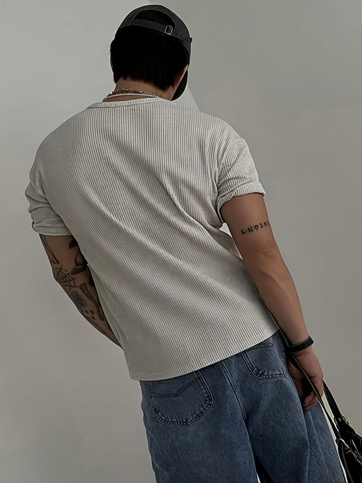 Finn Rib Henley - Light Grey