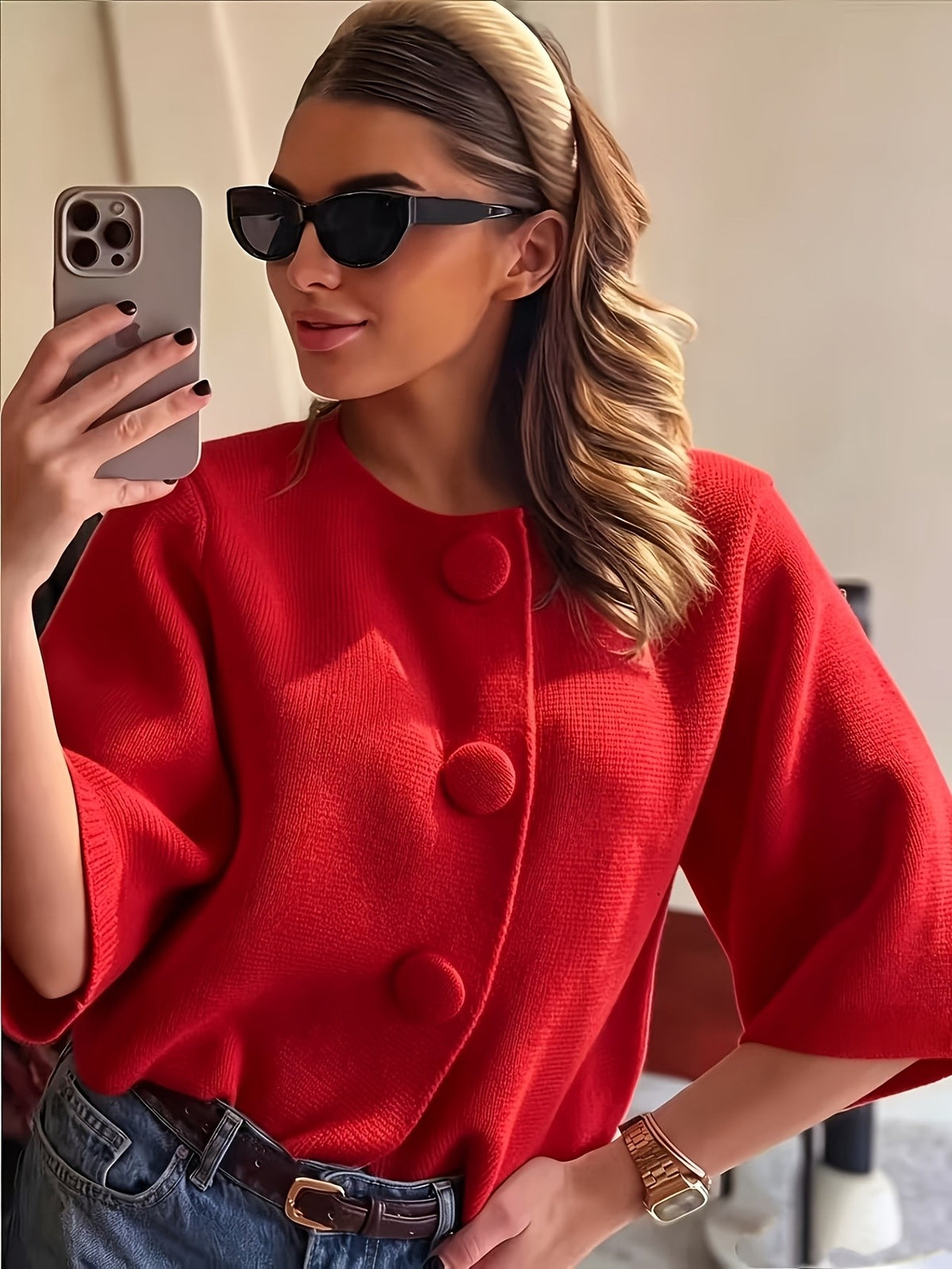 Willa Boxy Crop Jacket - Red