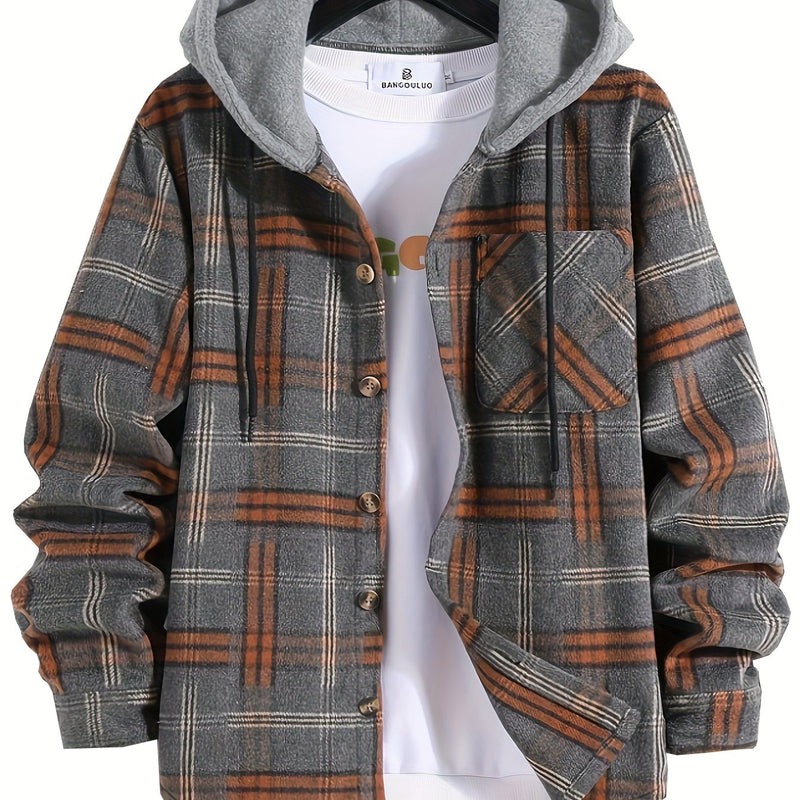 Plaid Hooded Overshirt
