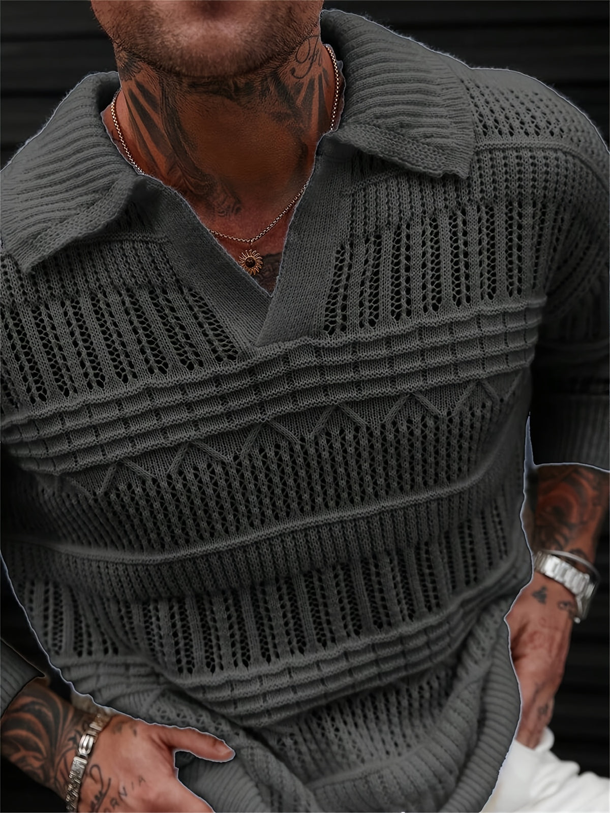 Toren Lattice Polo - Dark Gray