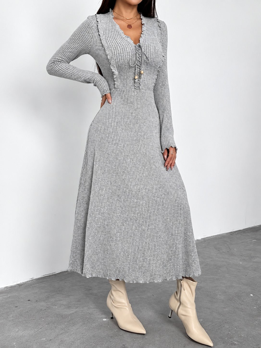 Calista Rib Dress - Grey