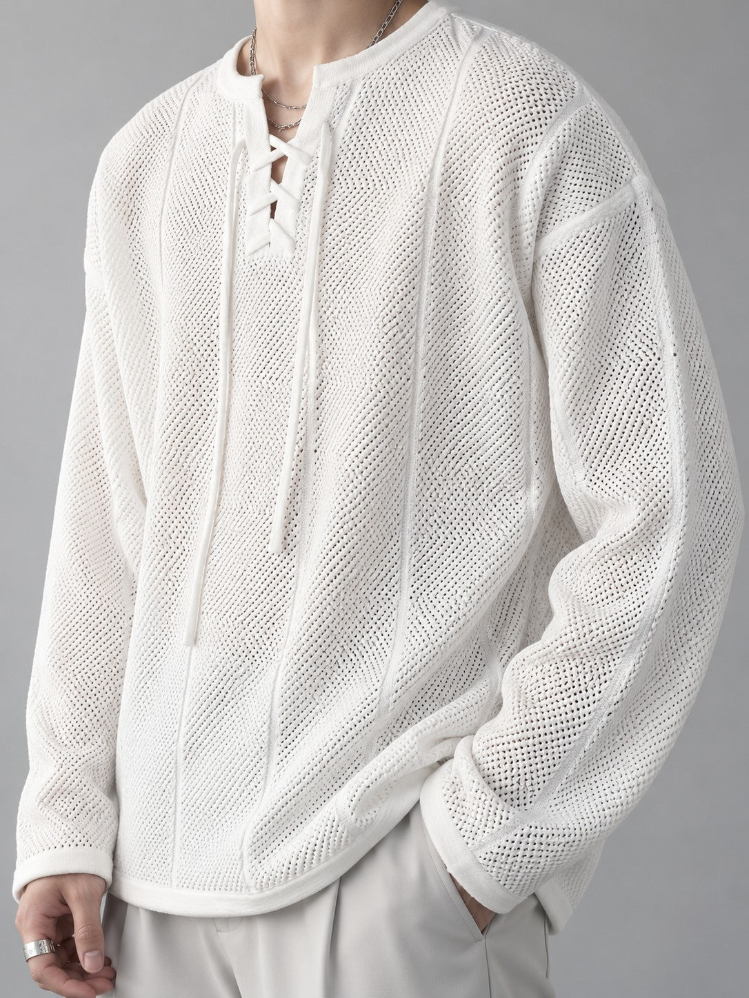 Orin Mesh Pullover - White