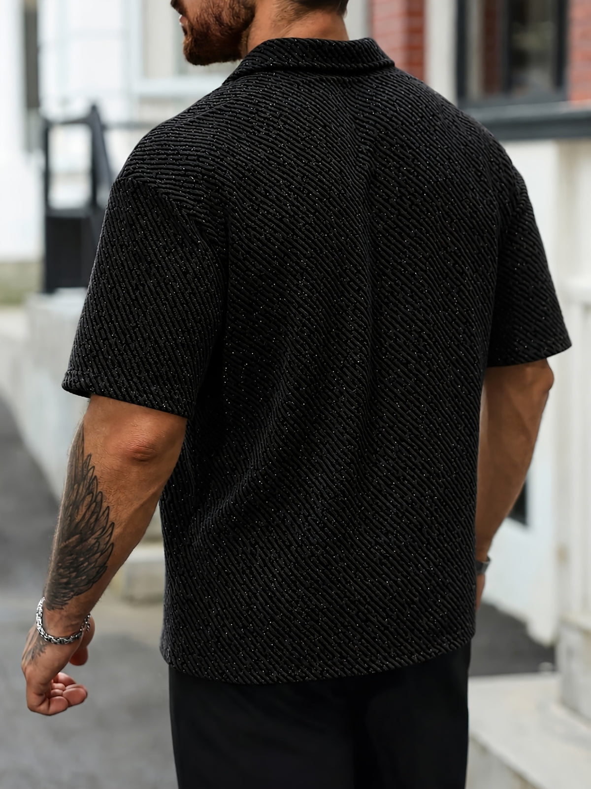 Reed Herringbone Polo - Black
