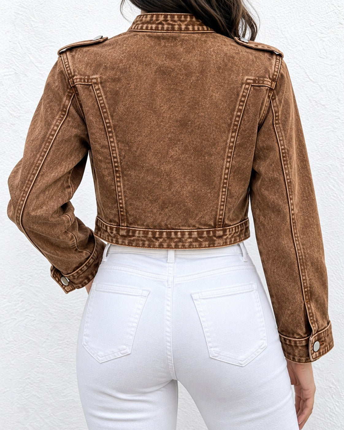 Sloane Military Crop Jacket - Brown