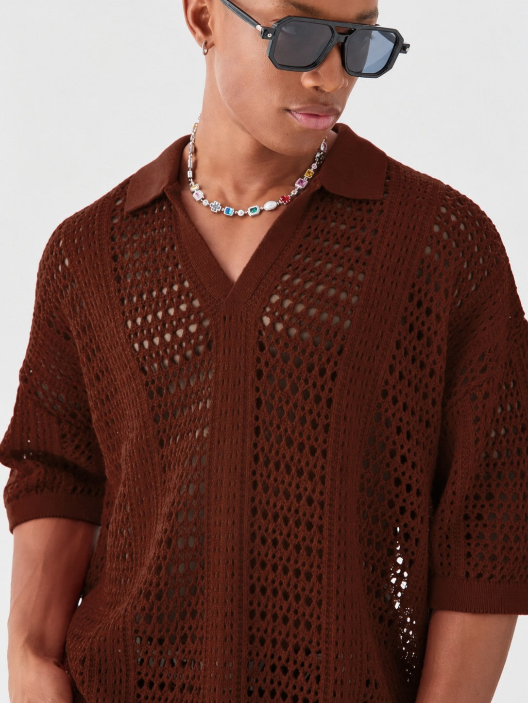Milo Lattice Polo - Brown