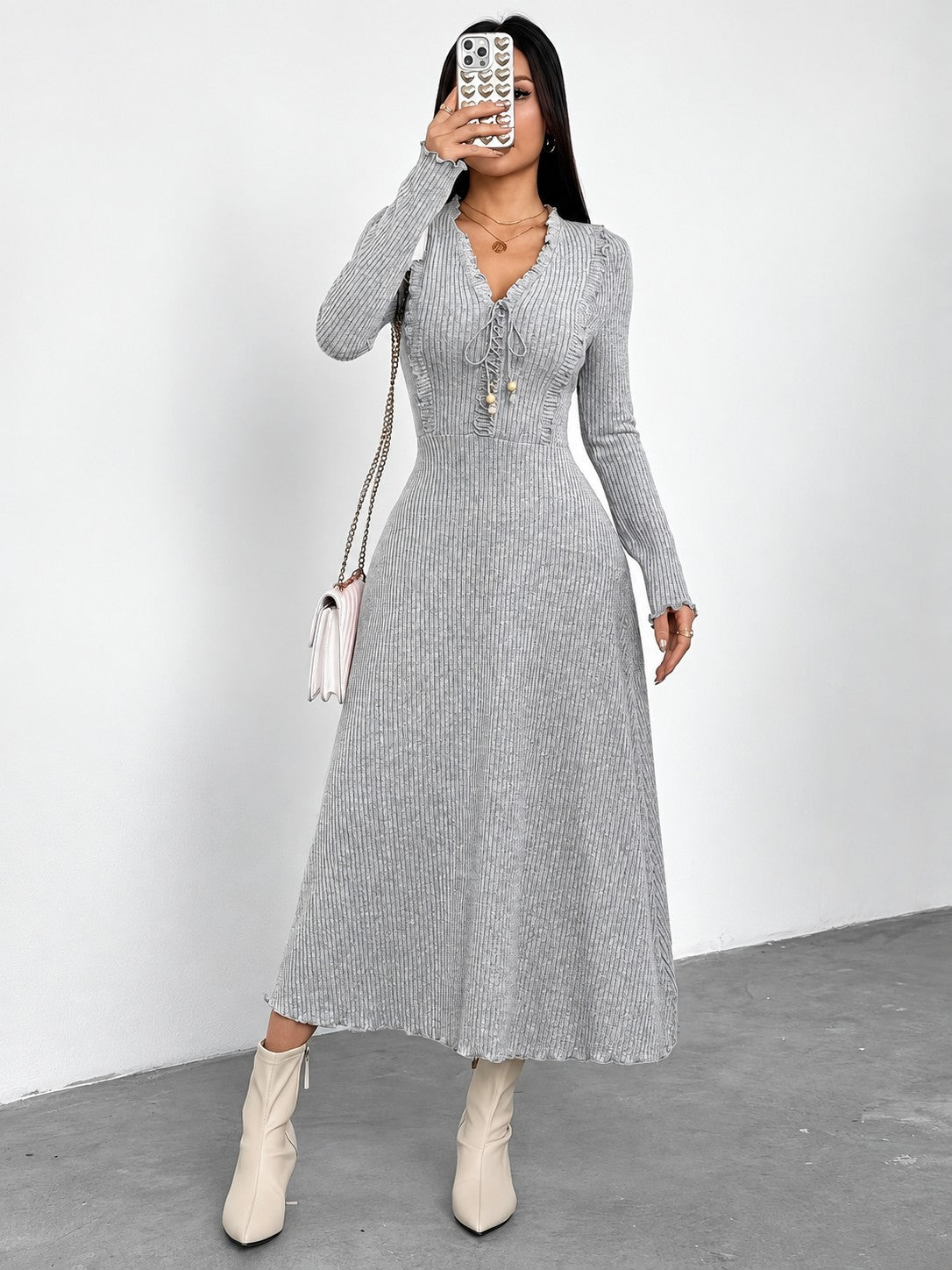 Calista Rib Dress - Grey