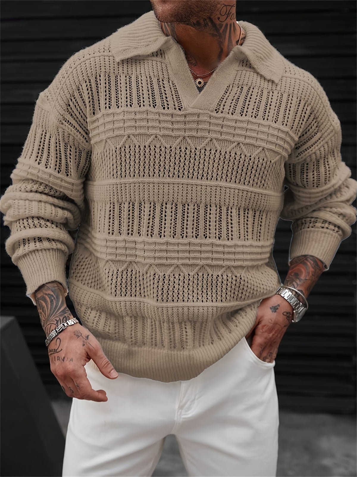 Toren Lattice Polo - Khaki