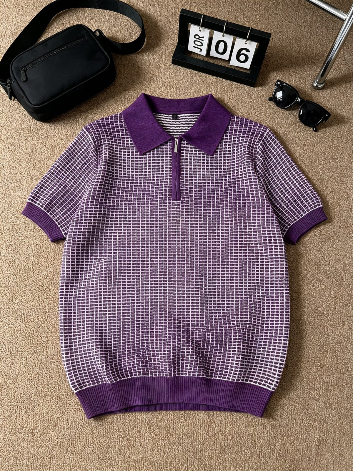 Beck Waffle Polo - Dark Violet