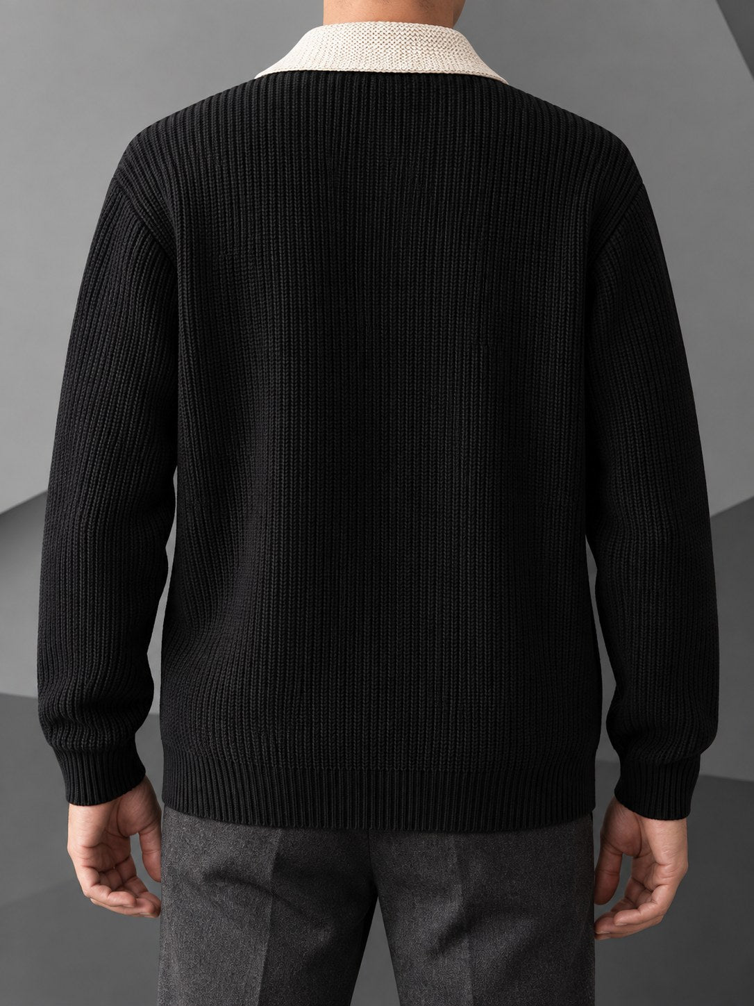 Colton Contrast Cardigan - Black