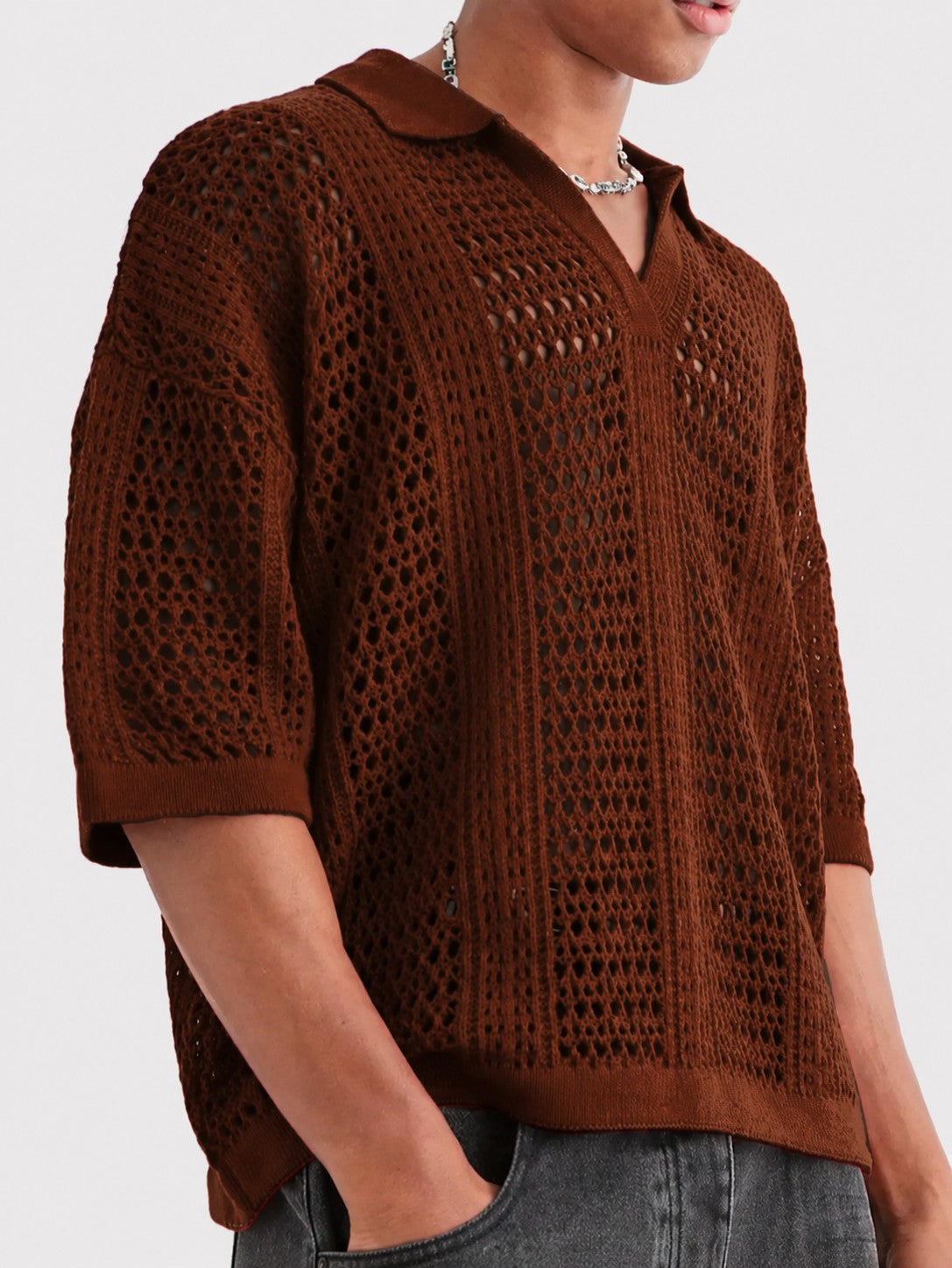 Milo Lattice Polo - Brown