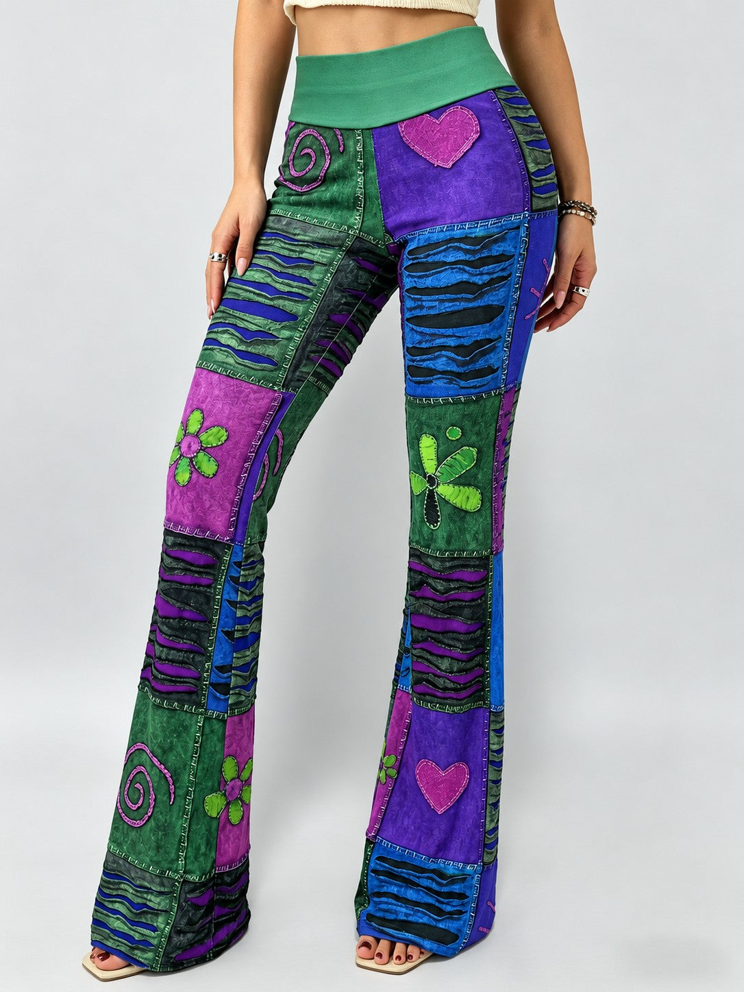 Liora Patchwork Flare - Green