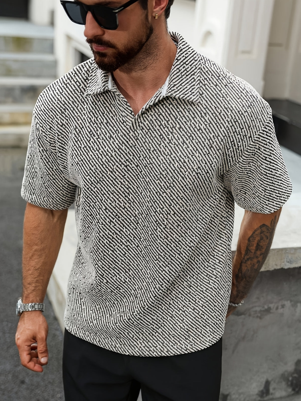 Reed Herringbone Polo - Grey