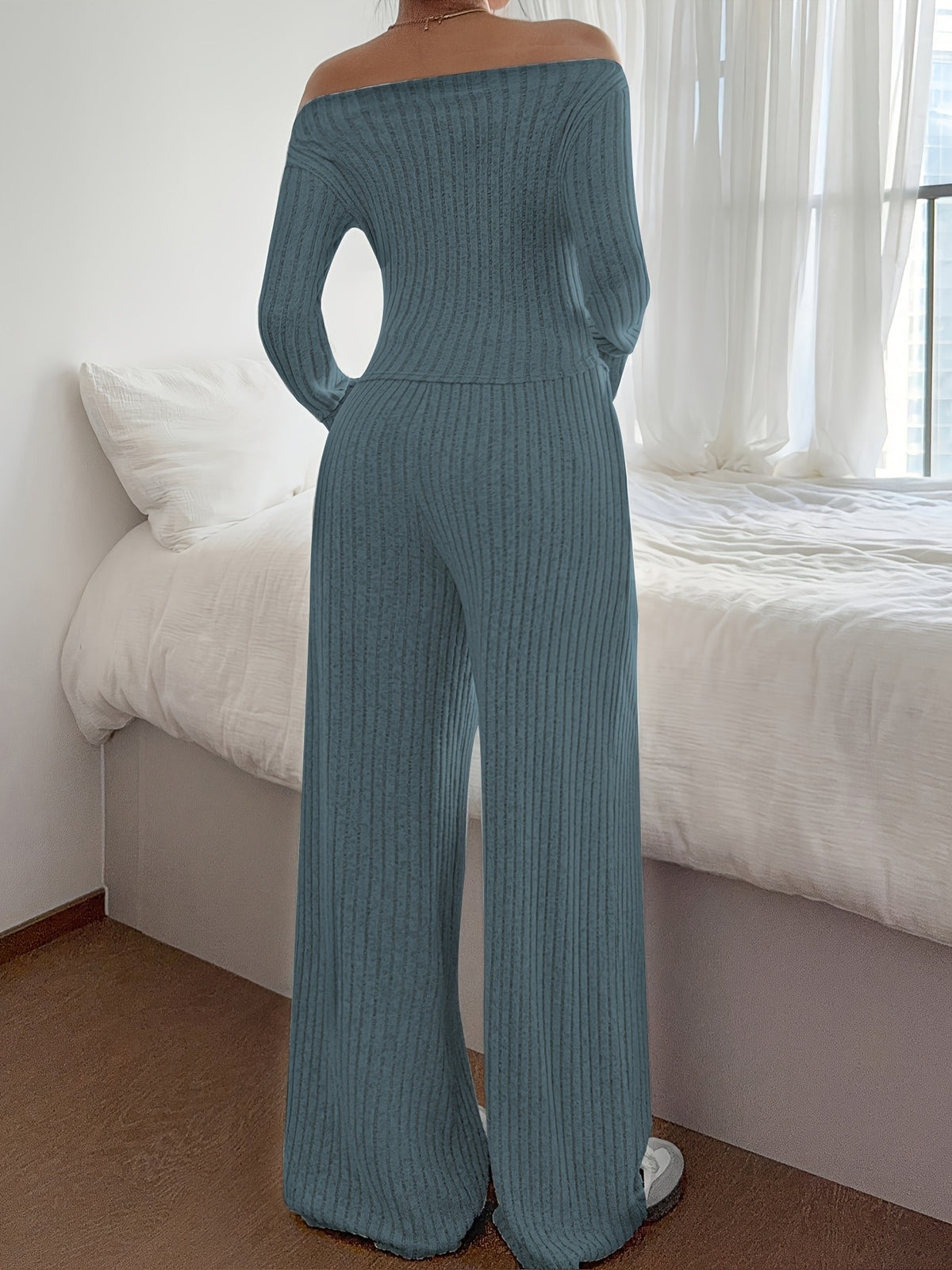 Mira Asym Knit Set - Sea Blue
