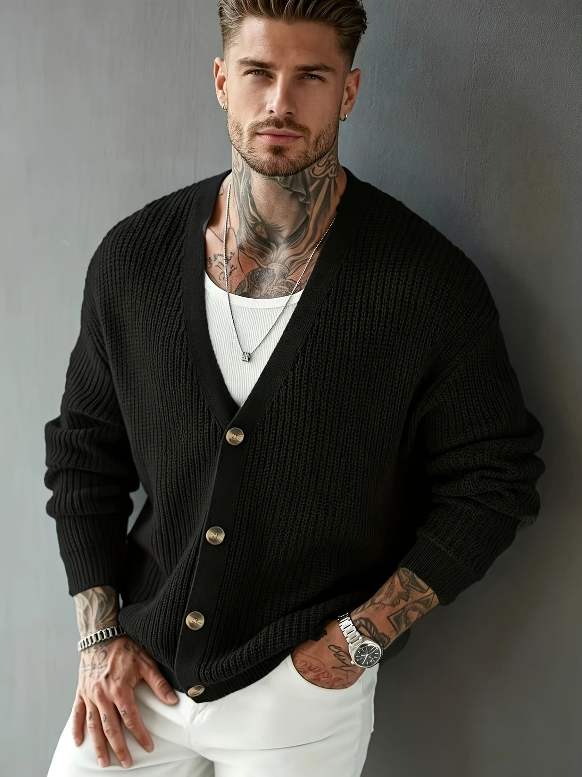 Bram Rib Cardigan - Black