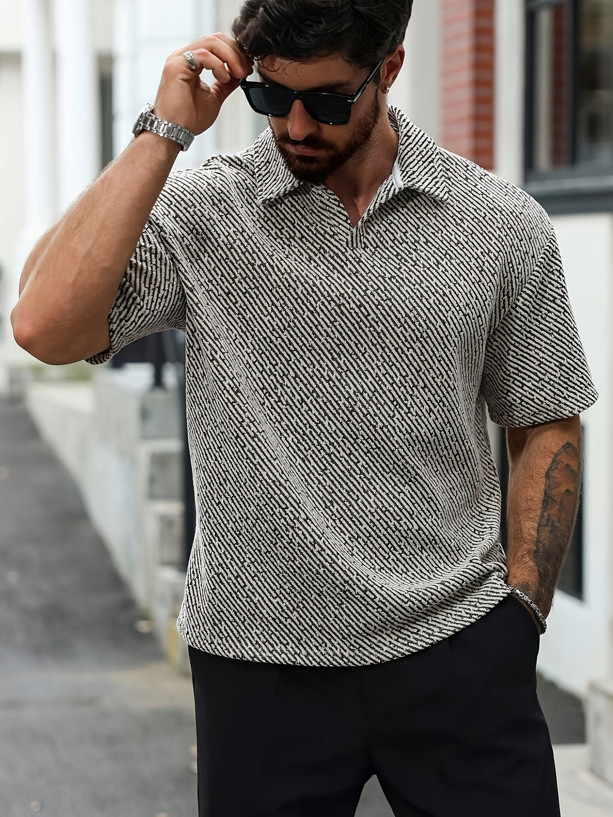 Reed Herringbone Polo - Grey