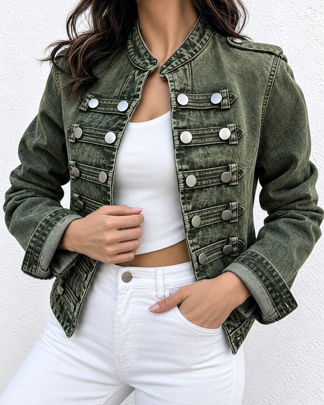 Sloane Military Crop Jacket - Olive