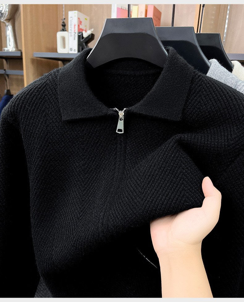 Nolan Chevron Zip Cardigan - Black