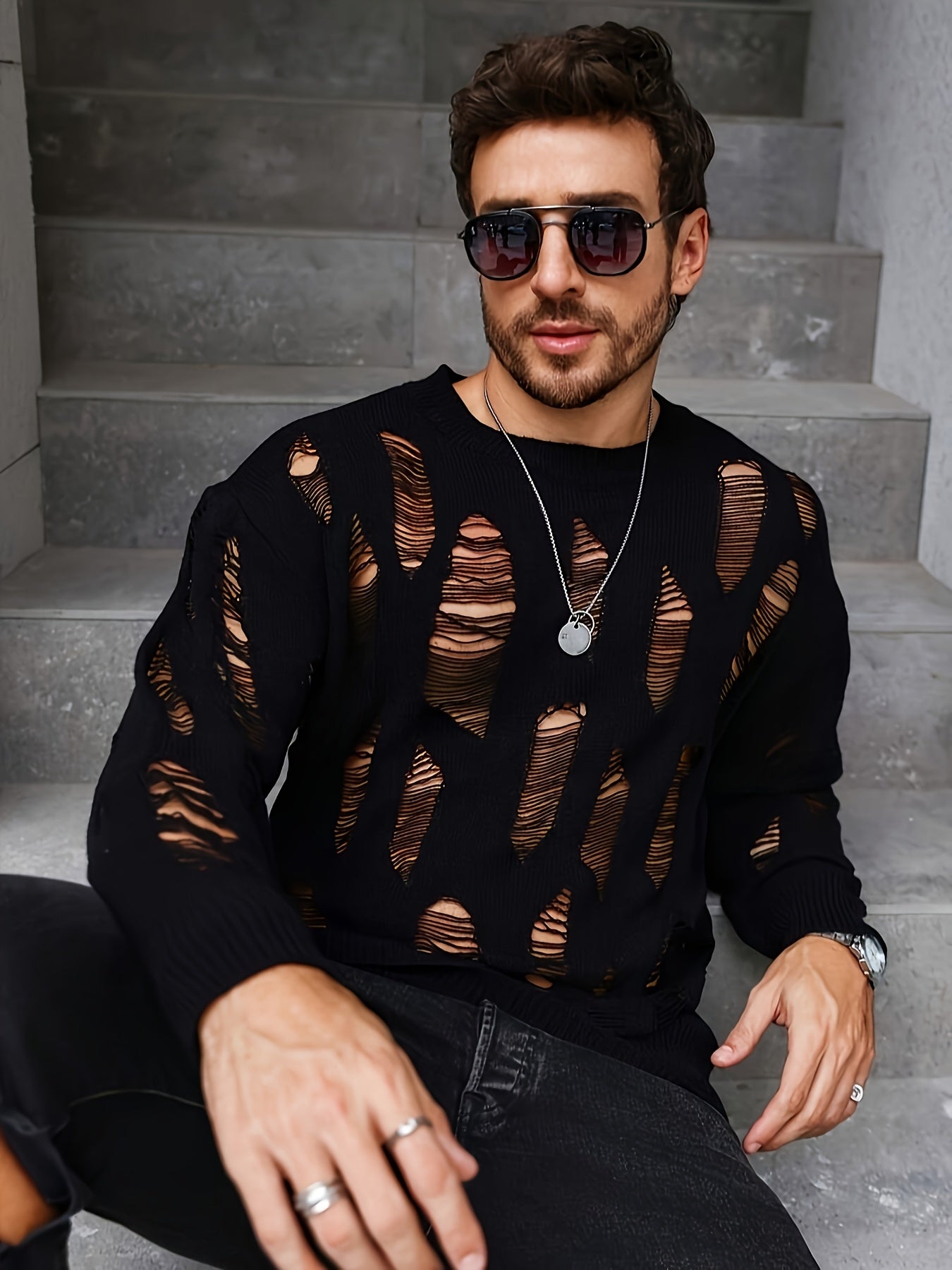 Riven Distressed Pullover