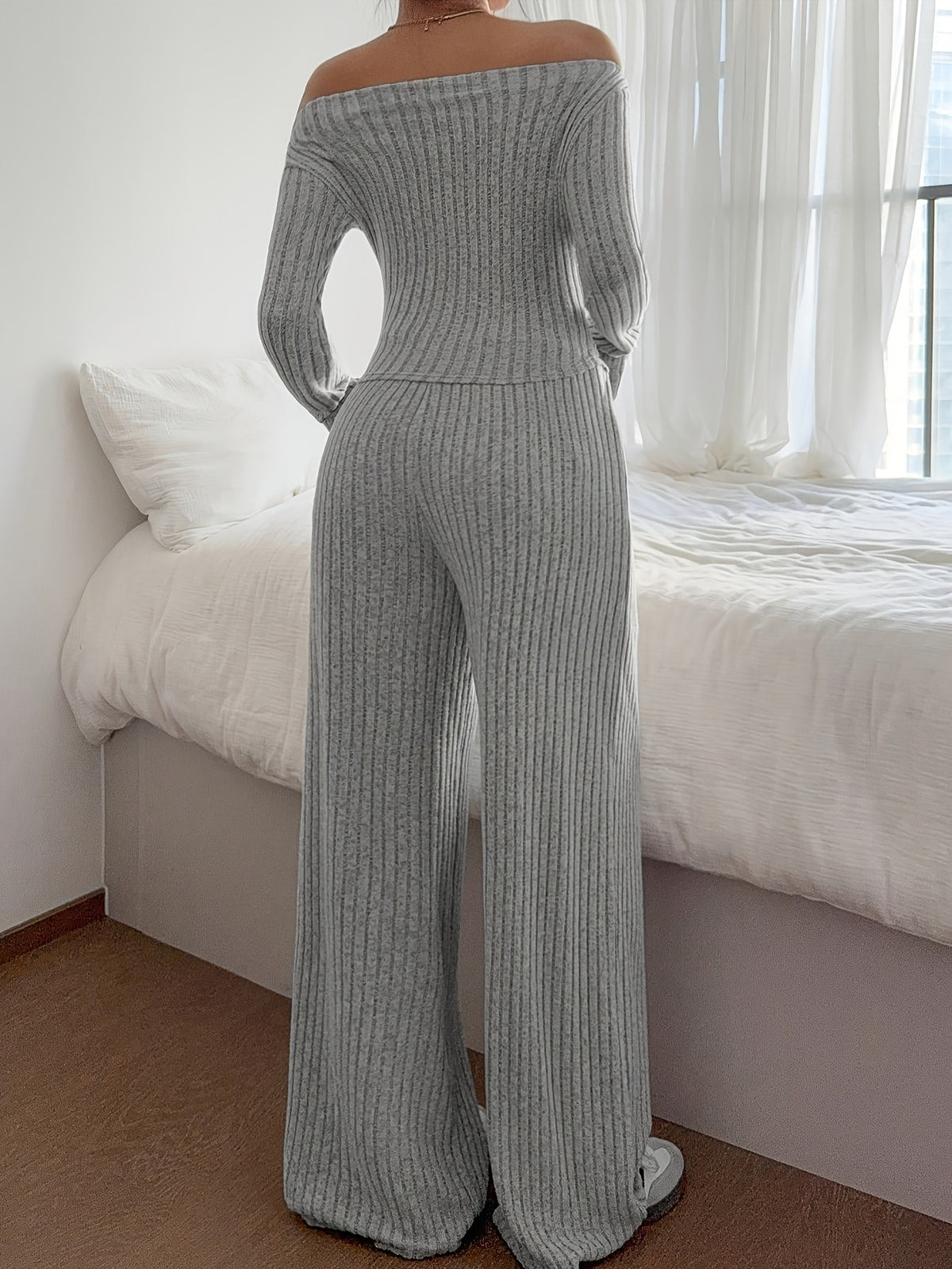Mira Asym Knit Set - Light Grey