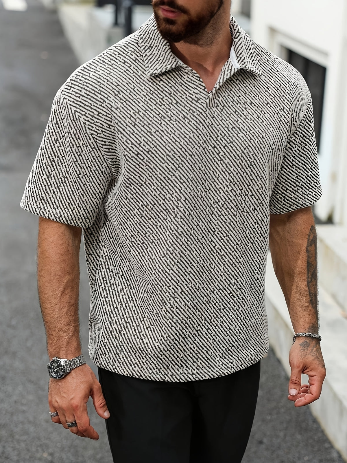 Reed Herringbone Polo - Grey