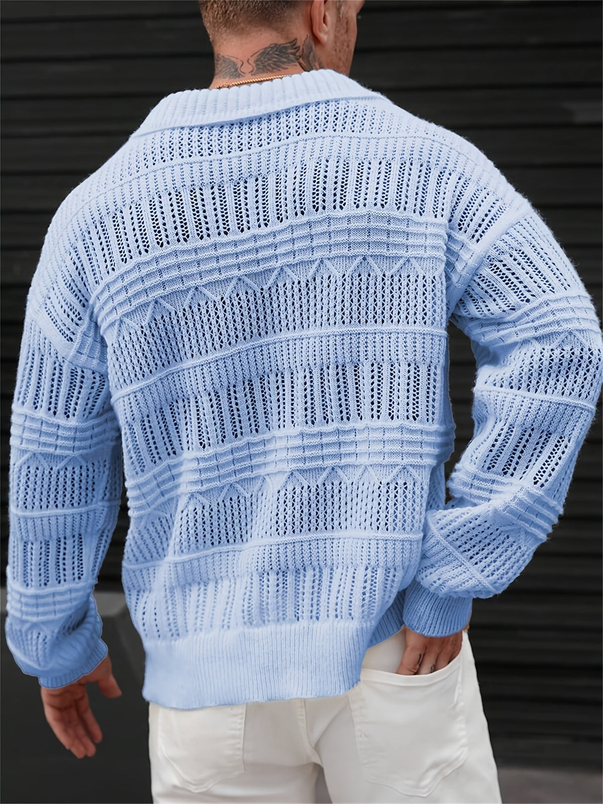Toren Lattice Polo - Light Blue