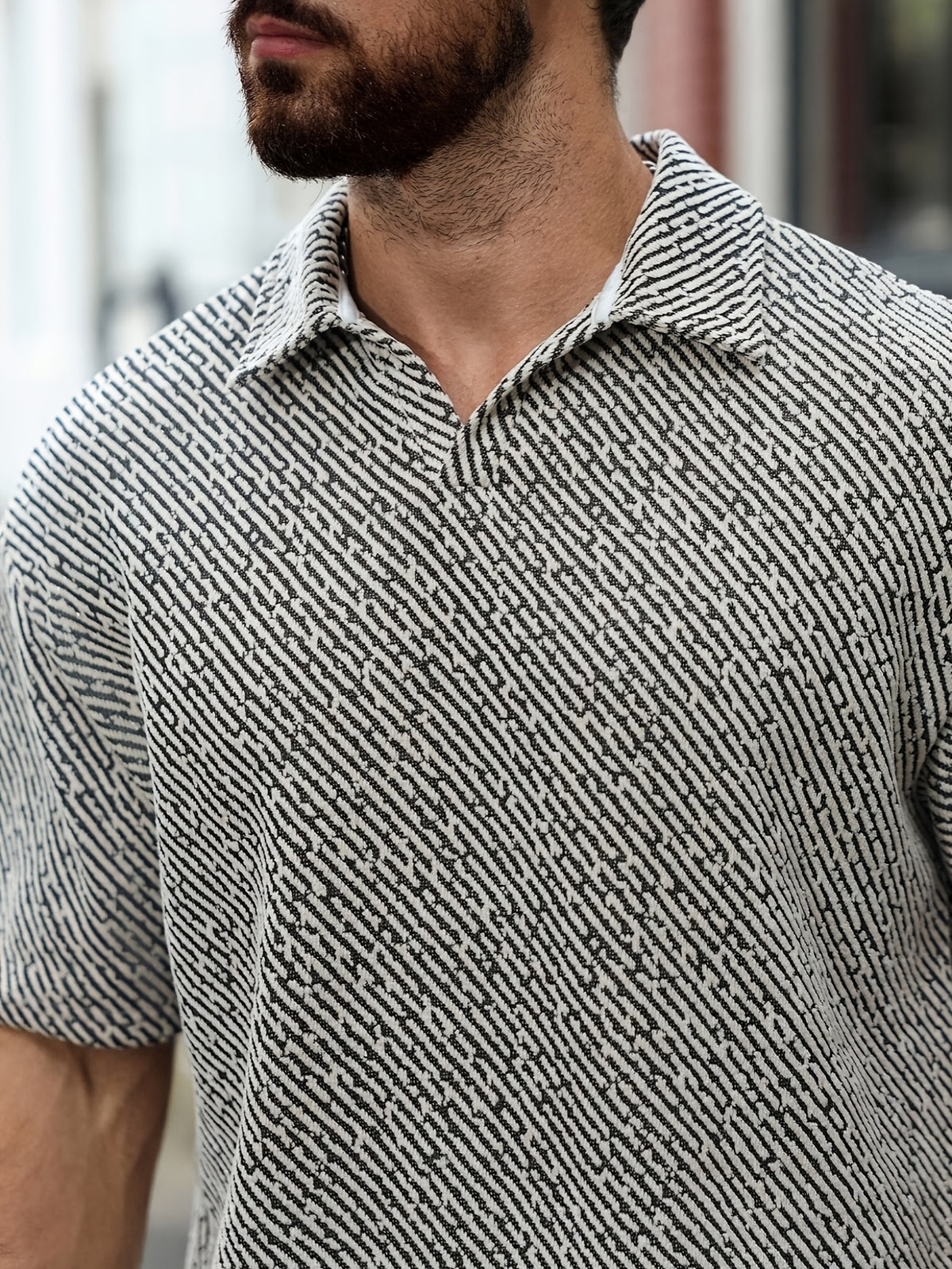 Reed Herringbone Polo - Grey