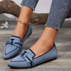 Women's Bowknot Ballet Flats, Fashion Breathable Pointed Toe Slip On Shoes, Casual Lightweight Walking Flats