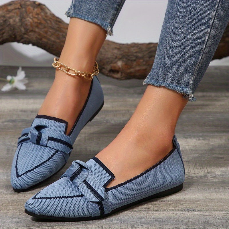 Women's Bowknot Ballet Flats, Fashion Breathable Pointed Toe Slip On Shoes, Casual Lightweight Walking Flats