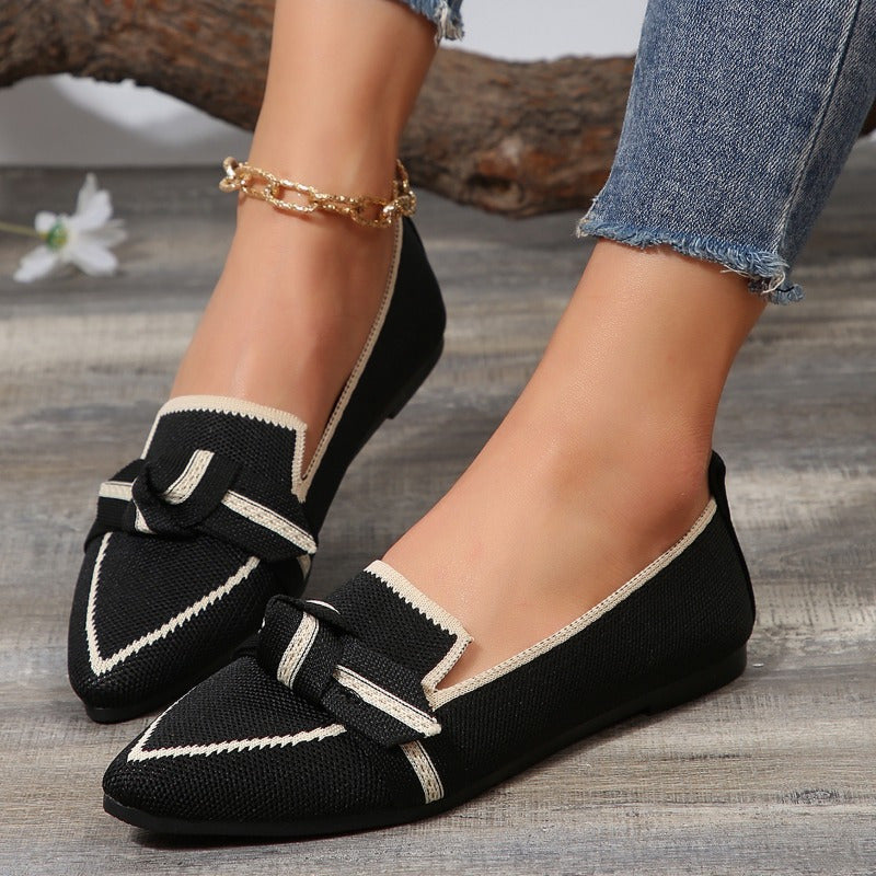 Women's Bowknot Ballet Flats, Fashion Breathable Pointed Toe Slip On Shoes, Casual Lightweight Walking Flats